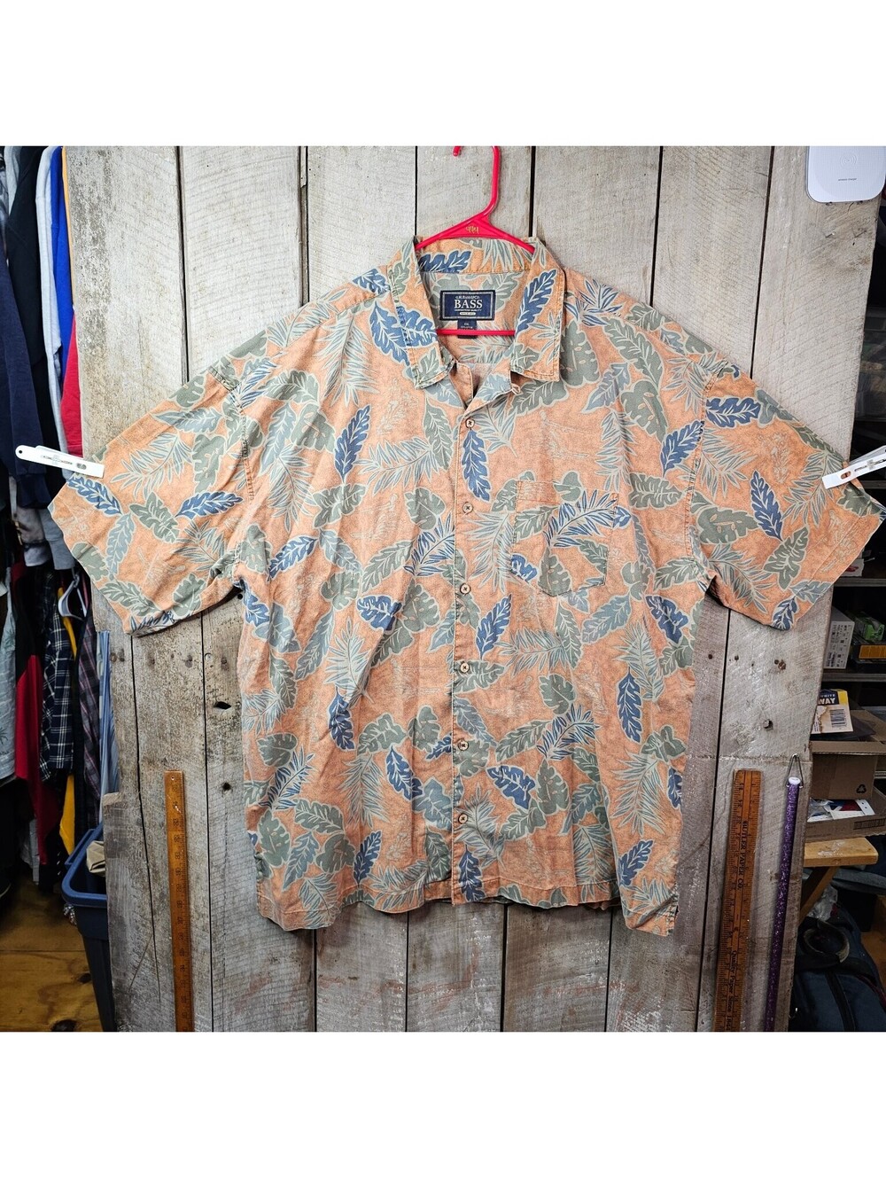 Bass Men's XXL Hawaiian Shirt Tropical Leaf Print Casual Button Down Short